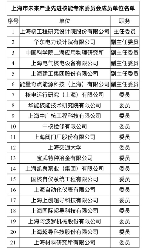 上海市未來產(chǎn)業(yè)先進核能專家委員會成立